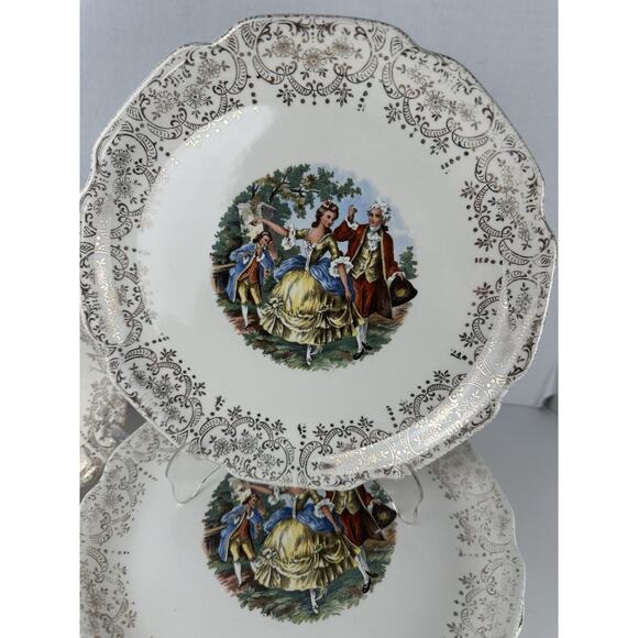 (Set of 28 PCS)-French Saxon China~UNION Made U.S.A.~22 KT Gold Cottage Set - Picture 3 of 10
